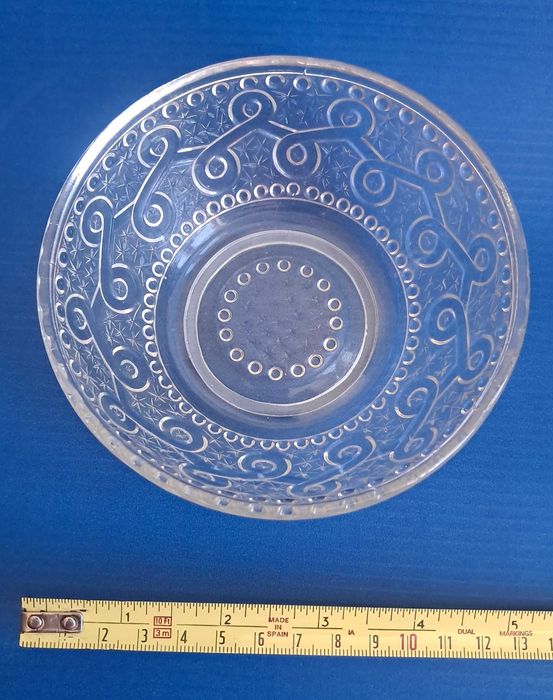 Taça e Prato Antigos em Vidro Prensado Incolor