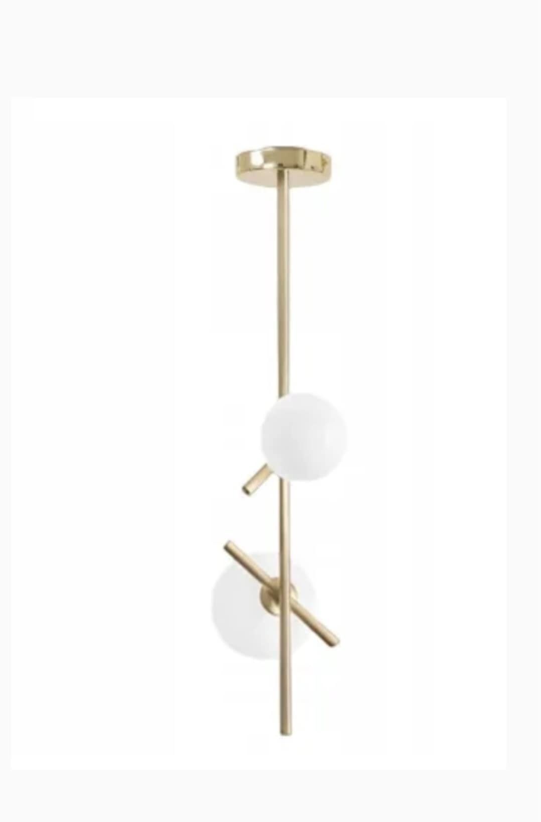 2szt złotych lamp wiszących z mlecznymi kulami