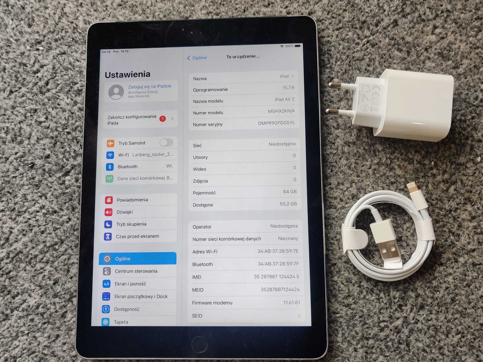 iPad Air 2 9.7" 64GB WIFI SPACE GREY SZARY Cellular LTE