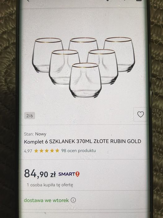 Szklanki w oryginalnym opakowaniu! Rubin Gold Komplet 6szt.*OKAZJA