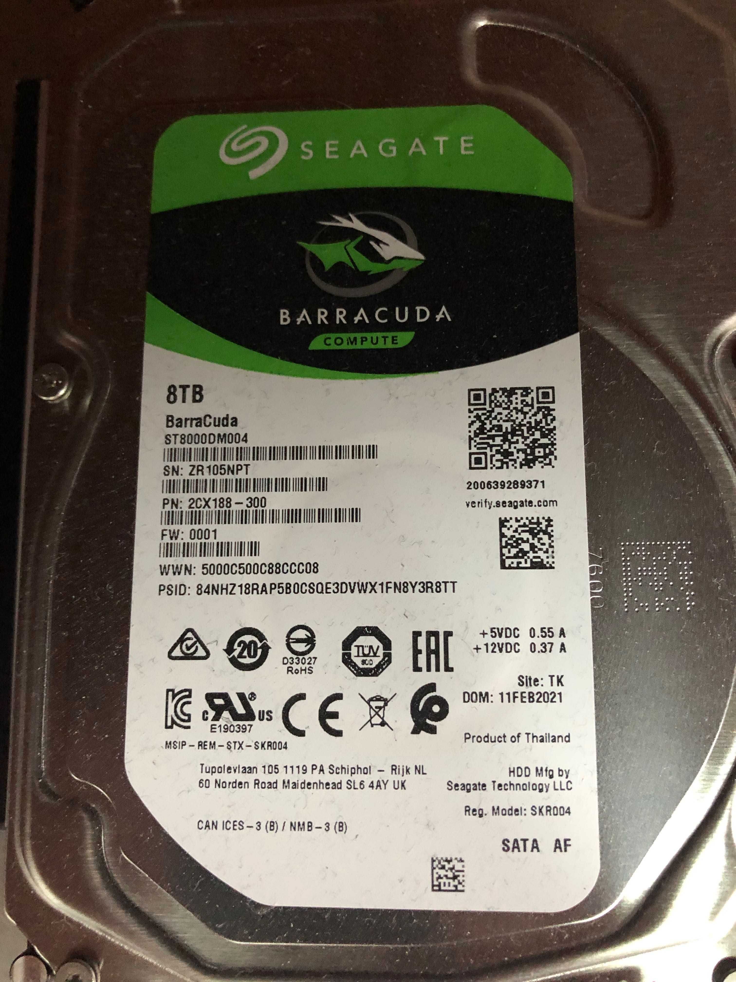 Жосткий диск Seagate BarraCuda 8TB 3.5" SATA 5400 RPM 256MB новый