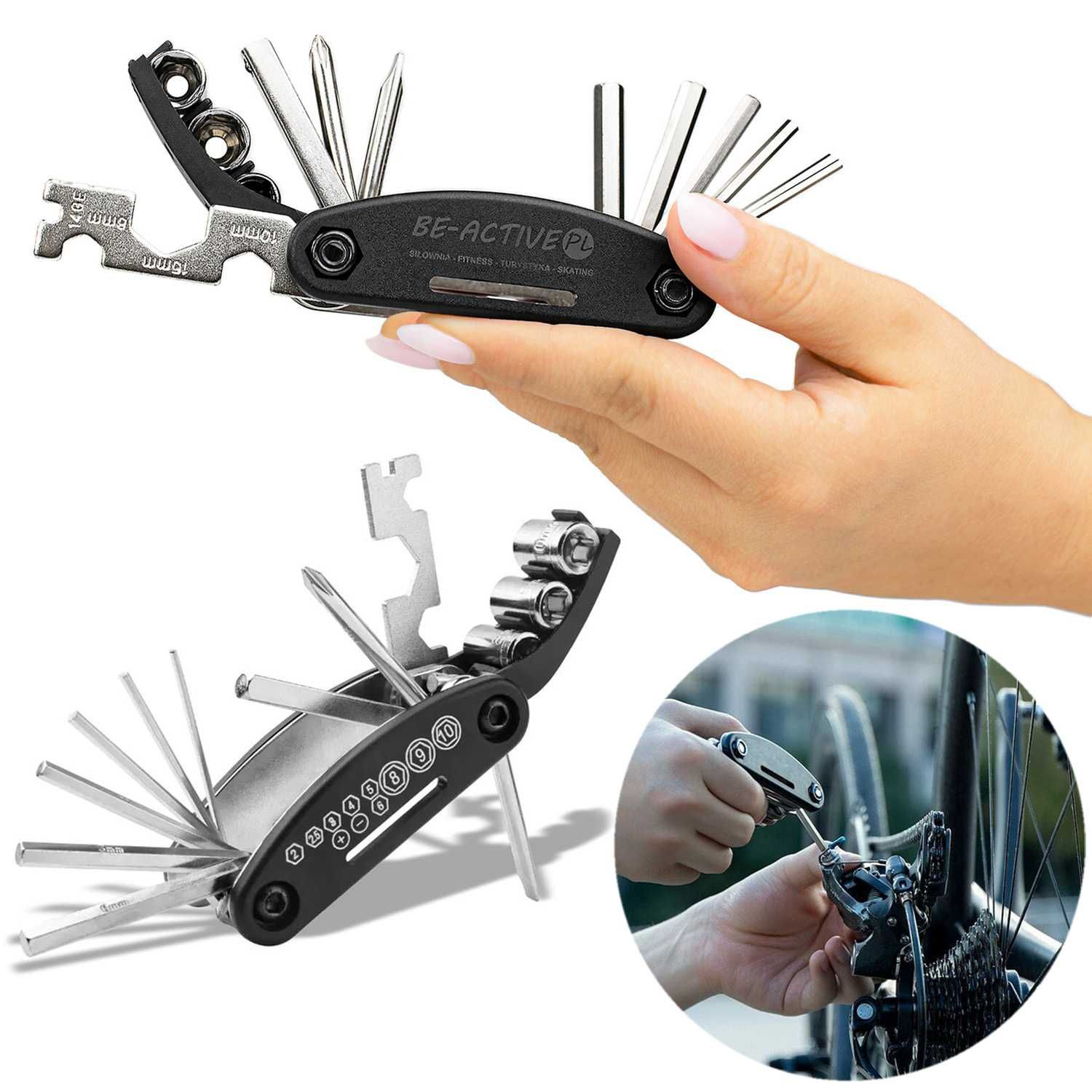 Narzędzie wielofunkcyjne multitool rowerowy 16w1 zestaw kluczy MR1