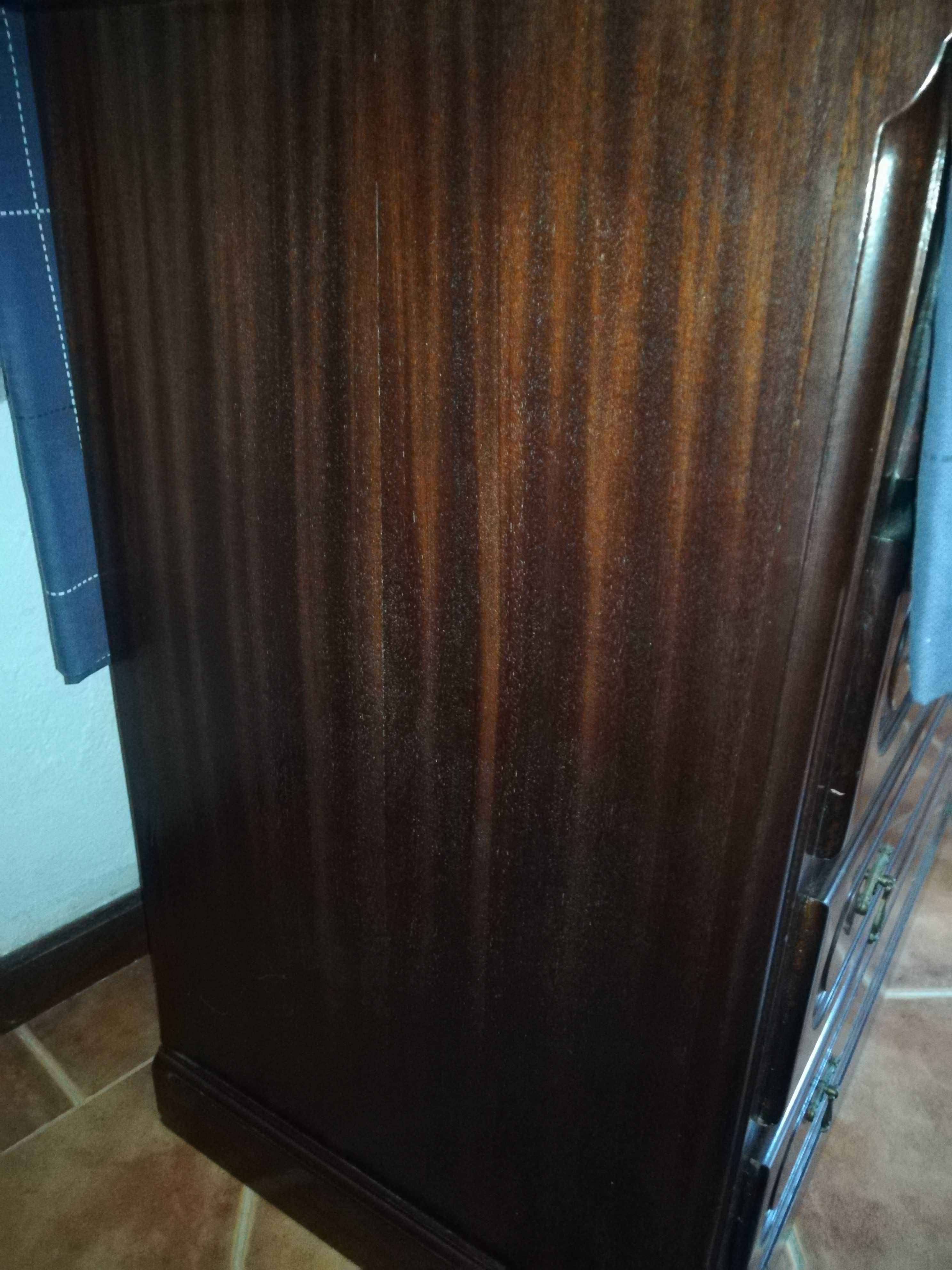 Comoda Com Espelho Madeira Maciça Castanho
