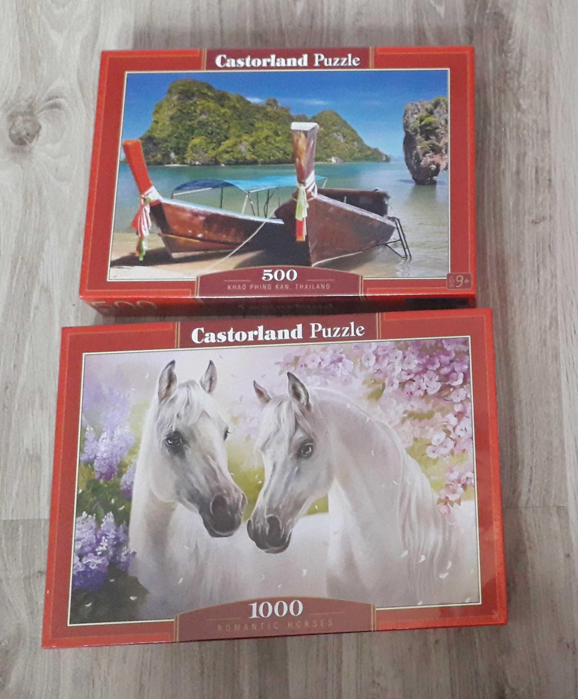 Puzzle Castorland 500 szt. (Tajlandia) + 1000 szt. (Konie), nowe