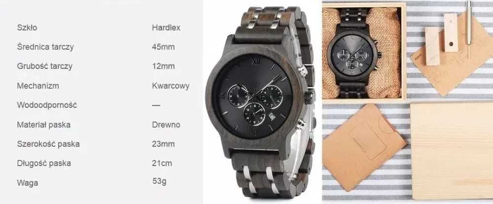 $$ nowy PIĘKNY zegarek męski DREWNIANY patrz OKAZJA $$