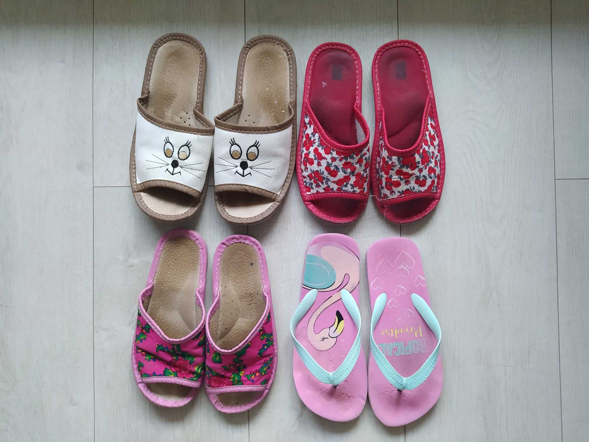 Buty, kapcie po domu, japonki r. 32, 33, 34 zestaw 3 pary