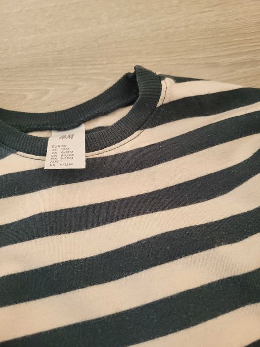 Koszulki z dlugim rekawem H&M r80 w dinozaury, w paski