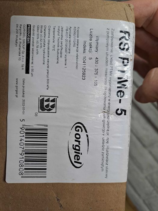 Rozdzielacz stalowy Gorgiel RS-5 PTMe