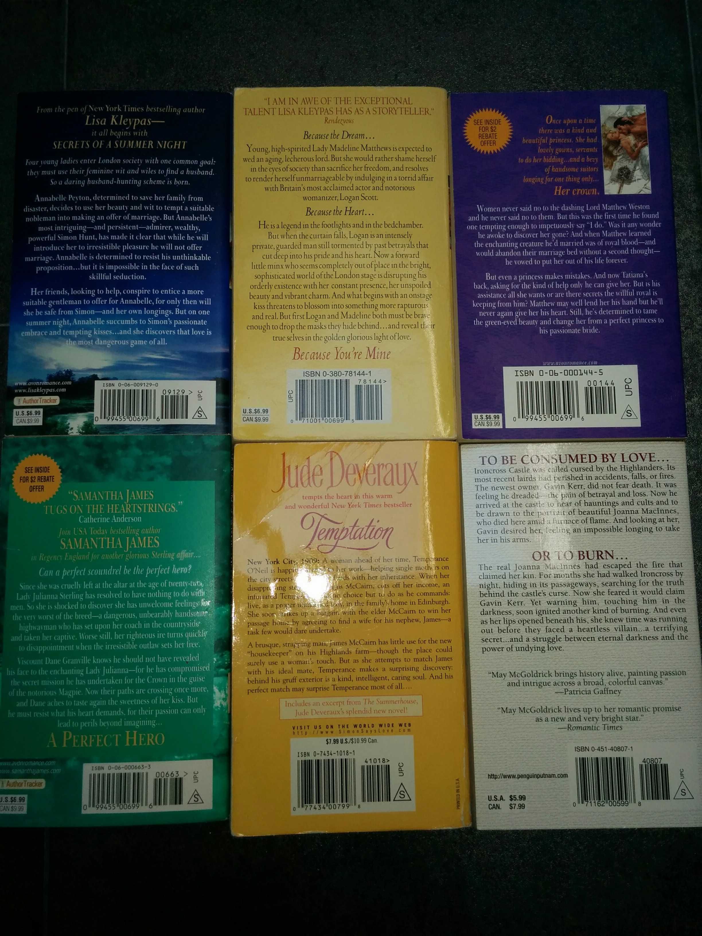 Livros de bolso em inglês - romance - Várias autoras - 3€ cada