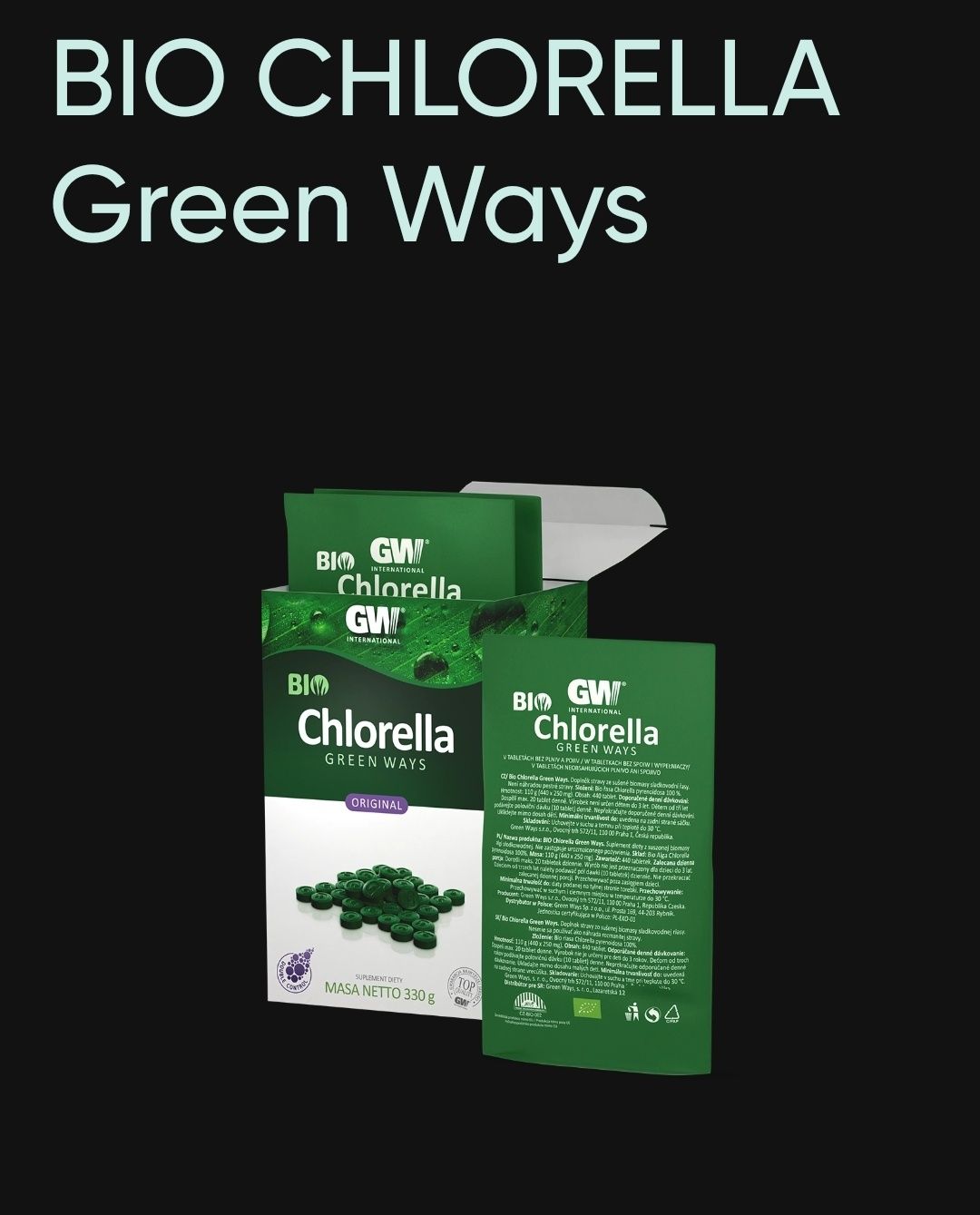 Chlorella Green Ways EKO, 330g 1320 szt tabletek