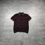 MĘSKA Koszulka Bawełna PREMIUM Bordowa Elegancka Fred Perry Haft Logo