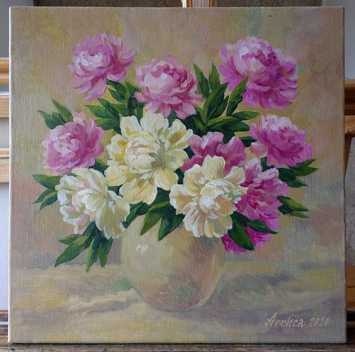 Картина маслом ""Пионы"