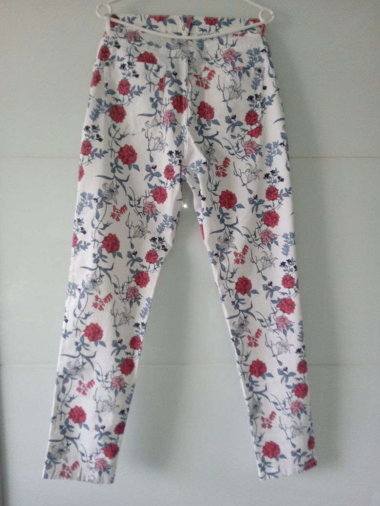 Esmara 40 spodnie w kwiaty jeansy w kwiaty mom