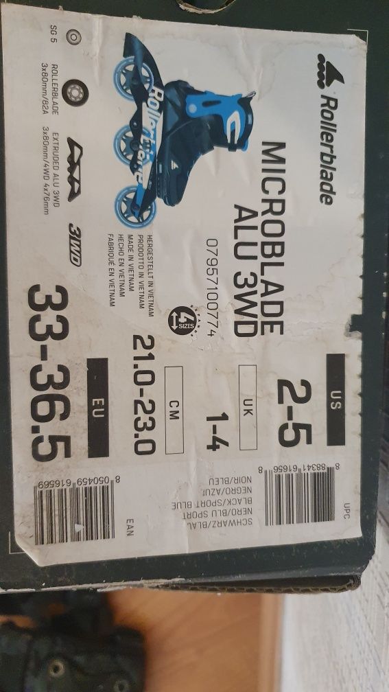 Скоростные детские ролики  ROLLERBLADE MICROBLADE ALU 3WD   р.33-36,5