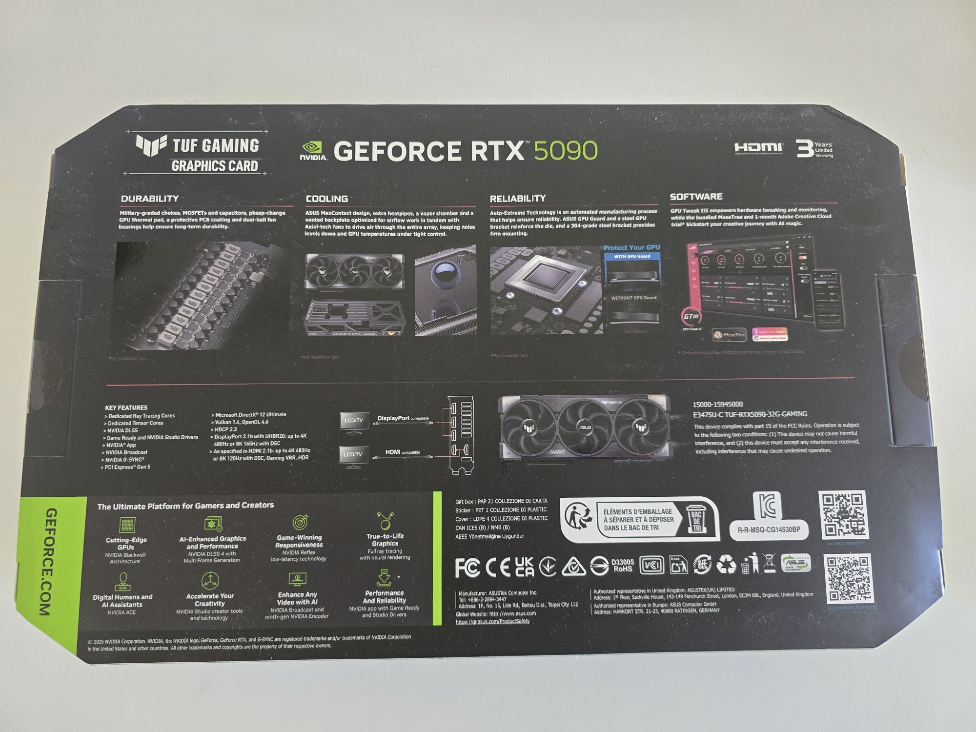 Gráfica Asus GeForce RTX 5090 TUF Gaming OC NOVA/SELADA