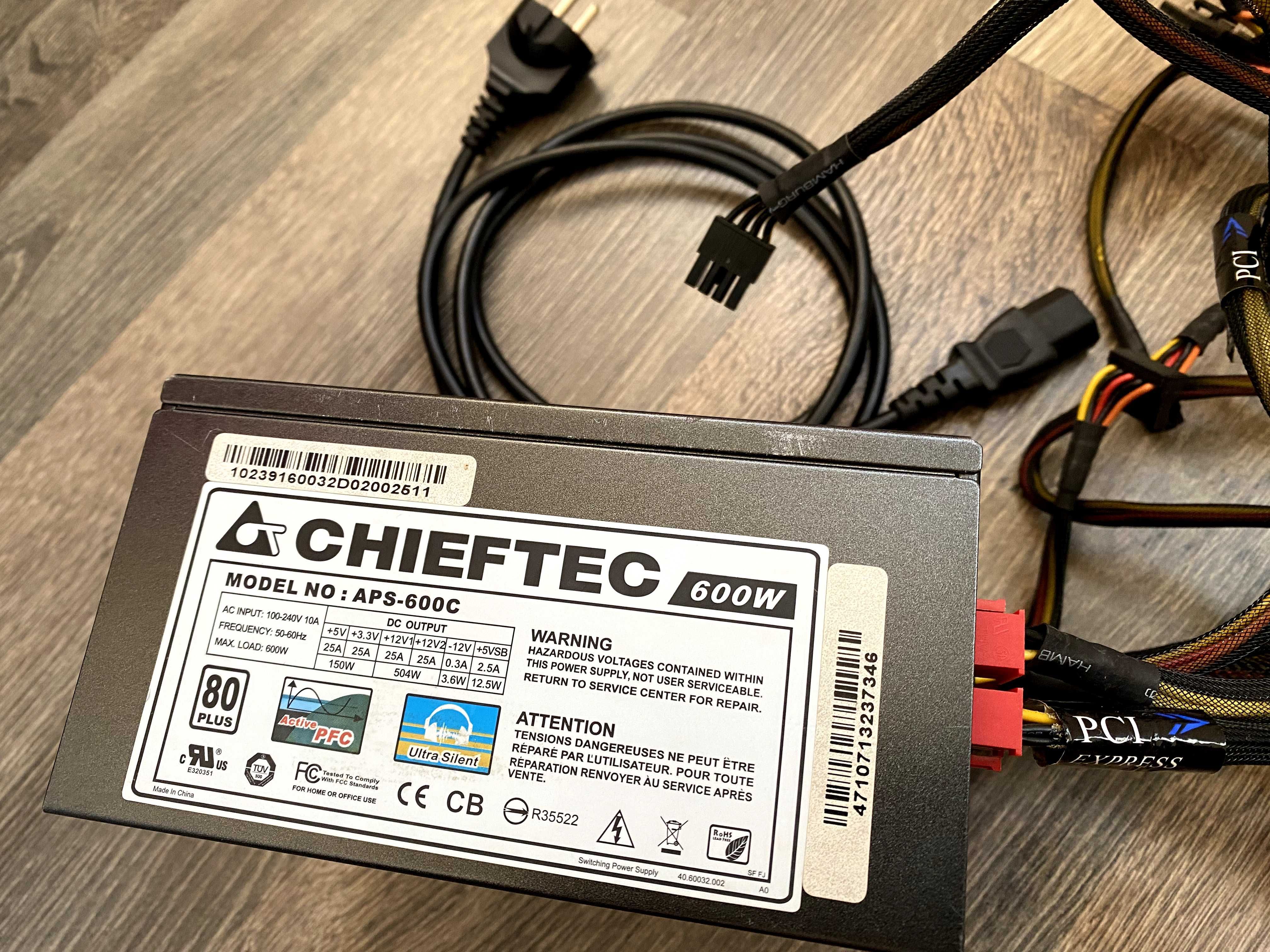 Блок живлення CHIEFTEC APS-600C  ( 600 Вт, 80 PLUS, Nippon Chemi-Con )
