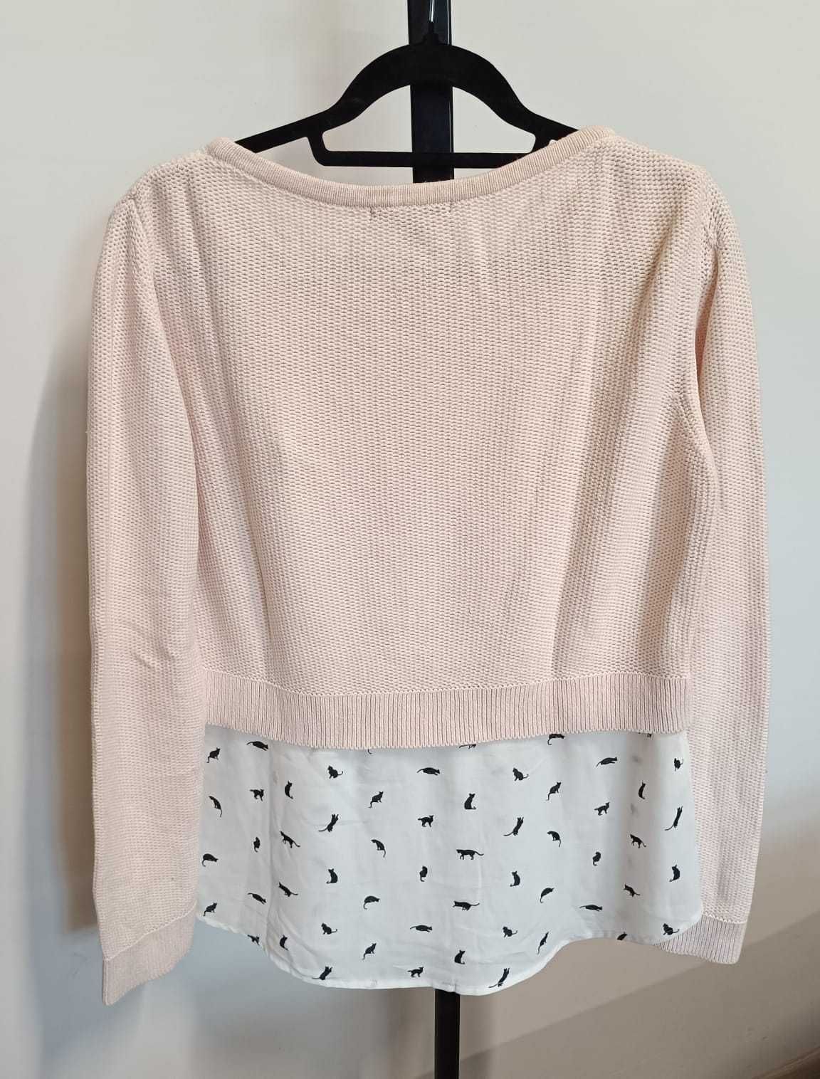 Brzoskwiniowy Koszulo-sweter w koty