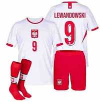 strój piłkarski koszulka spodenki getry Lewandowski 116-170