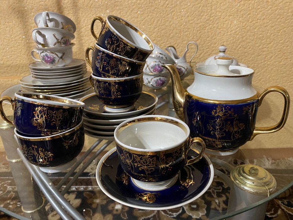 Кобальтовий чайний сервіз Калинка