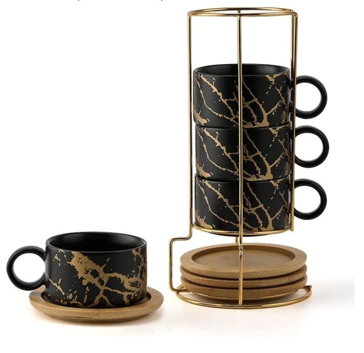 Zestaw 4 Filiżanek 180ml z Podstawkami