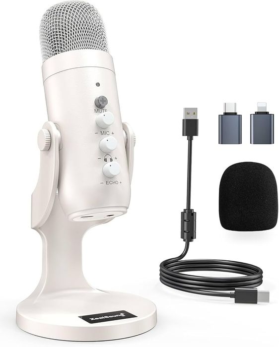 Zealsound Mikrofon USB, k66, perłowo-biały A24