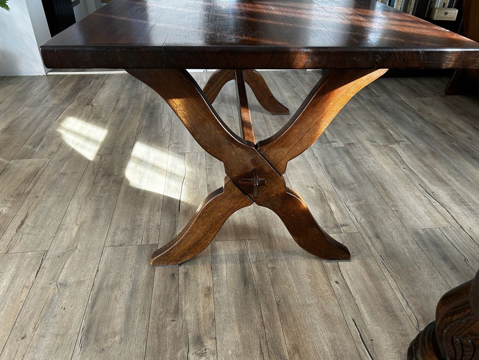 Stół dębowy biesiadny z krzeslami dębowymi