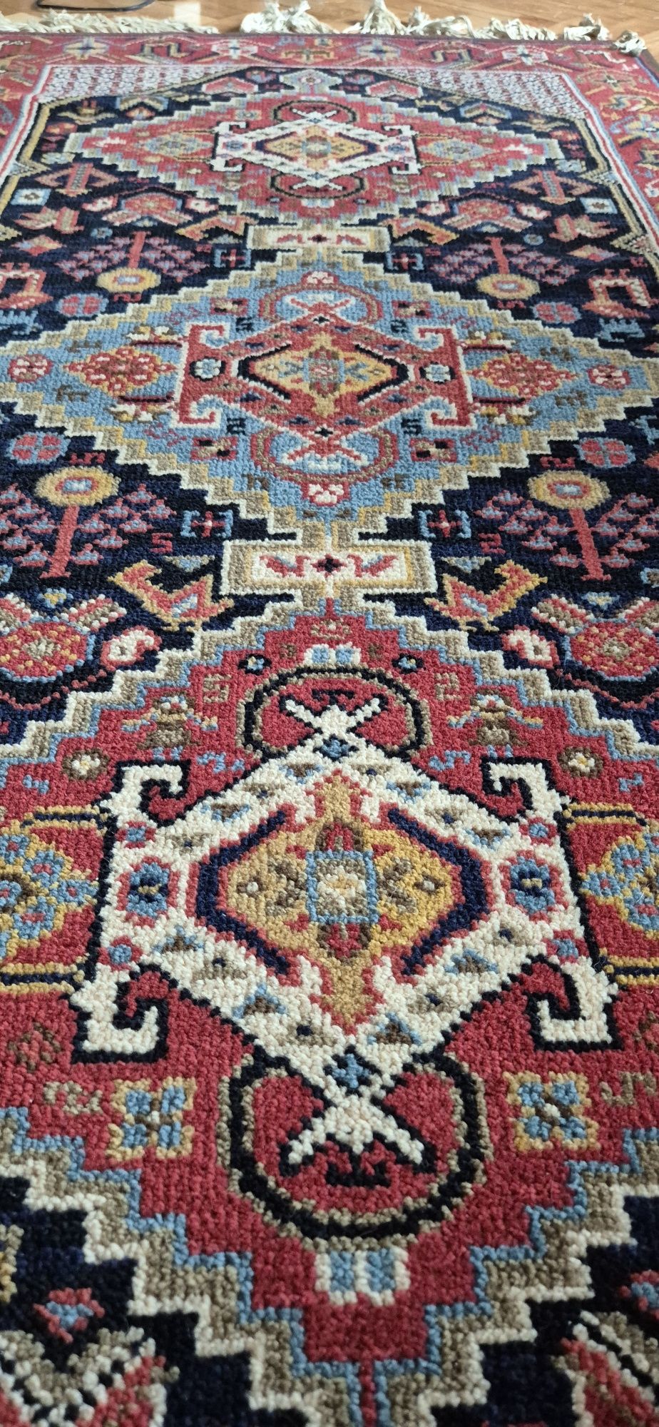 Piękny stary dywan wełniany z metką design PRL