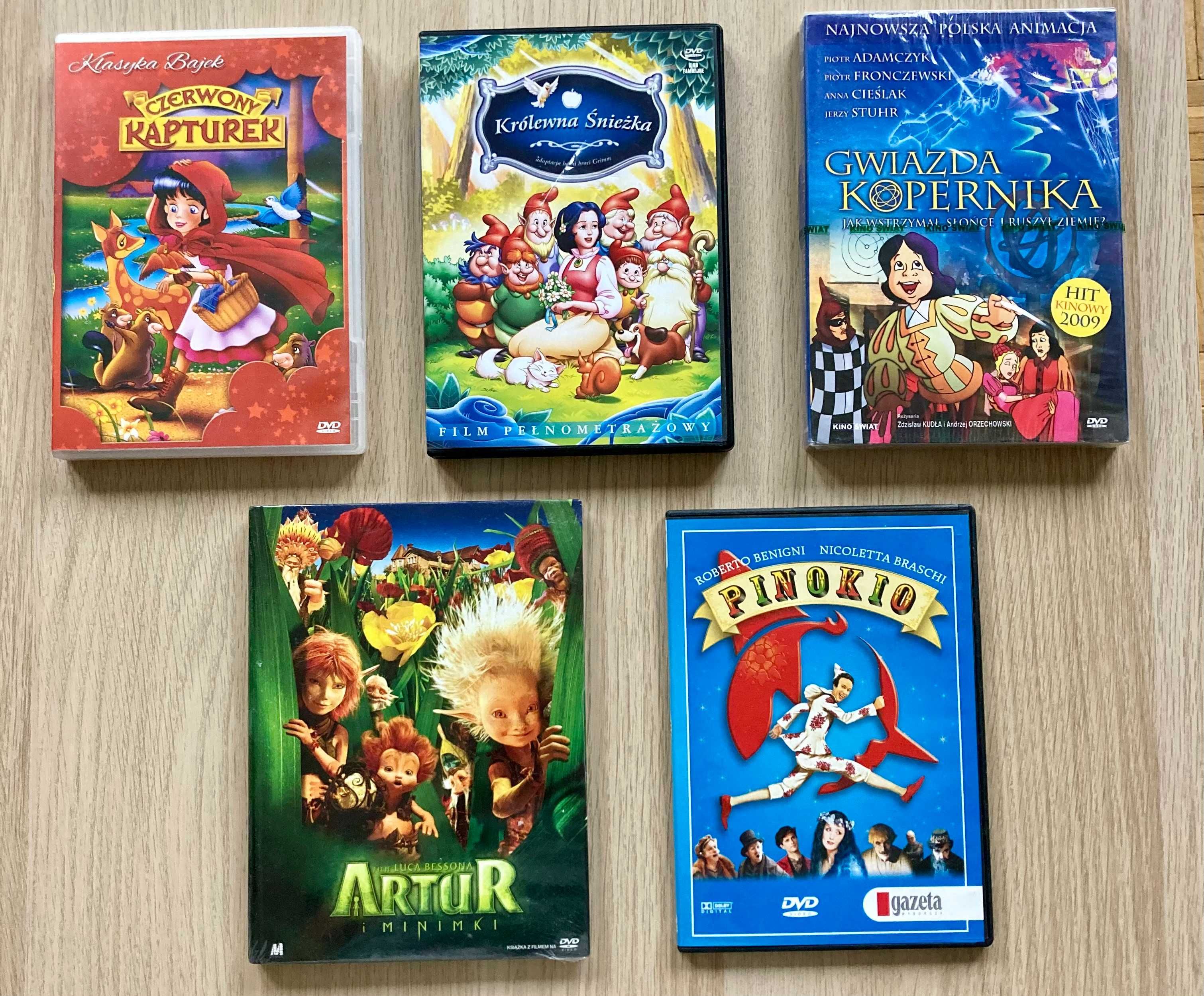 DVD bajki -Czerwony Kapturek, Królewna Śnieżka, Artur i Minimki