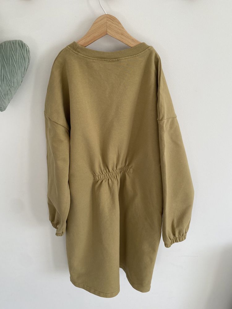 Sukienka bluza friends 140 beżowo musztardowa luźna jak newbie