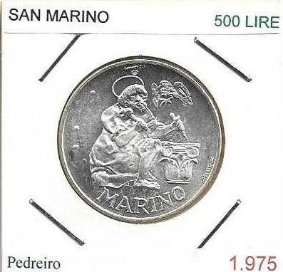 San Marino -- 500 Lire - 1975 -  Agência Numismática -  Moeda de Prata