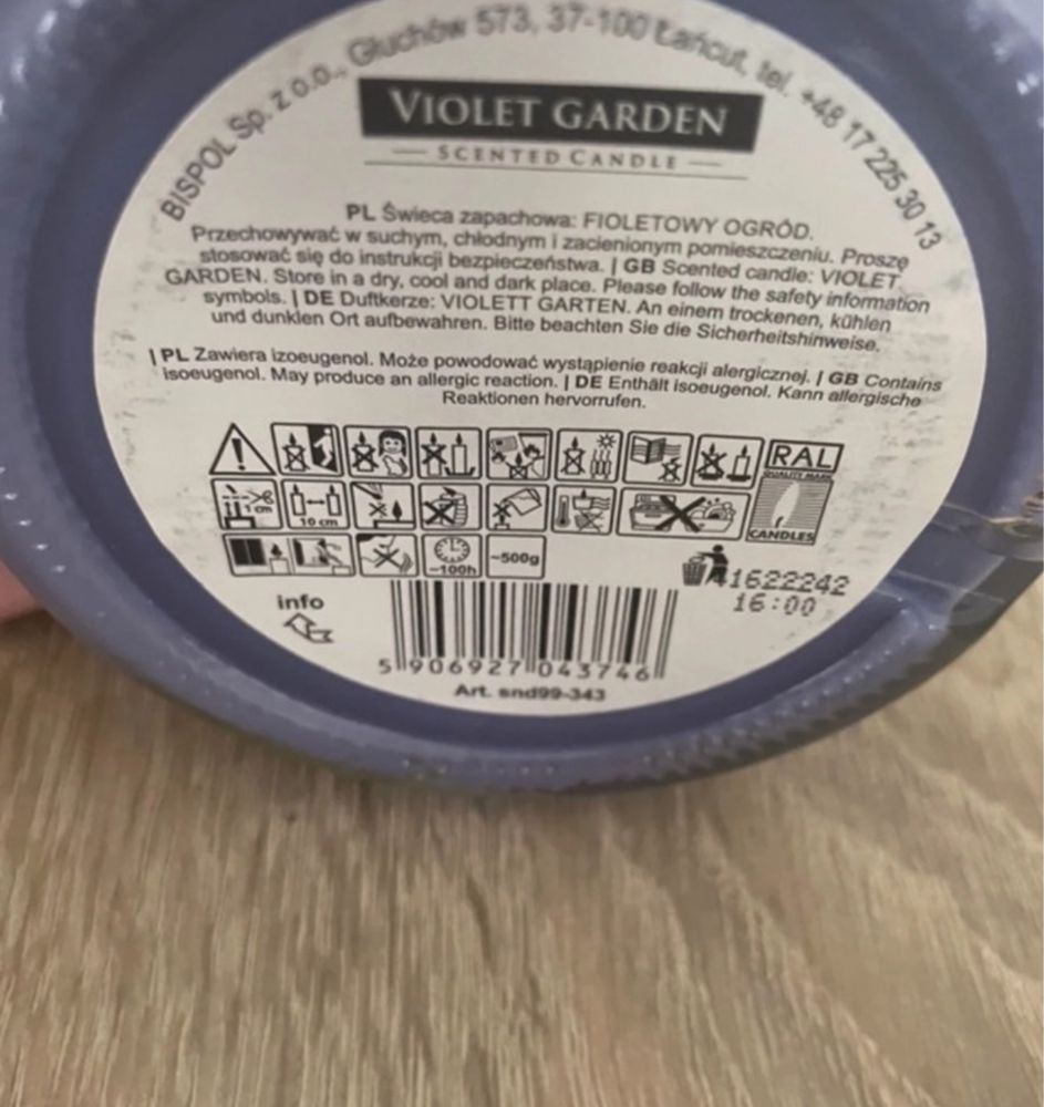 DUŻA Świeca zapachowa w szkle AURA Violet Garden, Fioletowy Ogród