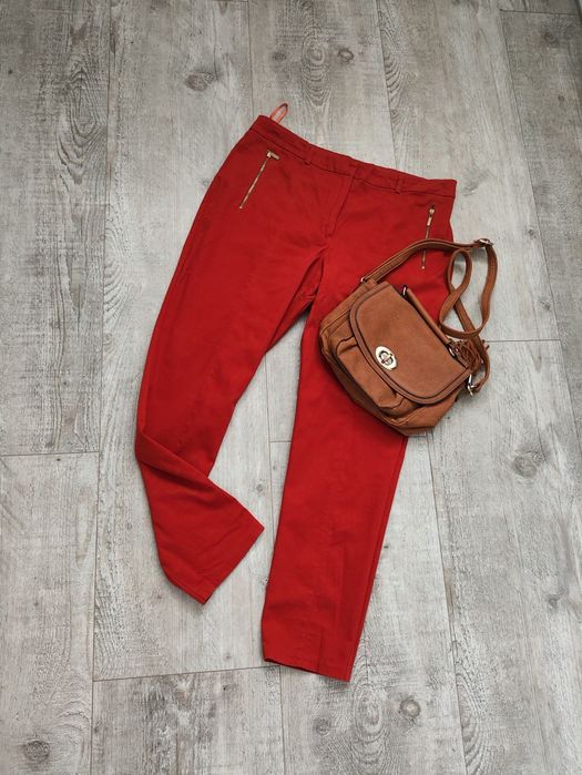 Eleganckie spodnie F&F 40 L lekkie rude bawełna