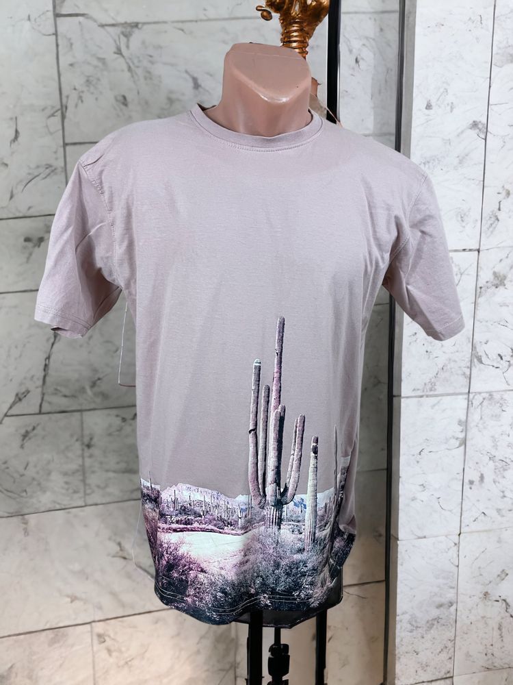 Mennance roz. S męski t-shirt z nadrukiem oversize