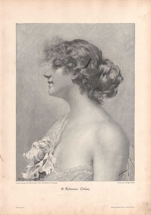 Schram: Chloe bogini płodności. Efektowny drzeworyt 1899 r. oryginał