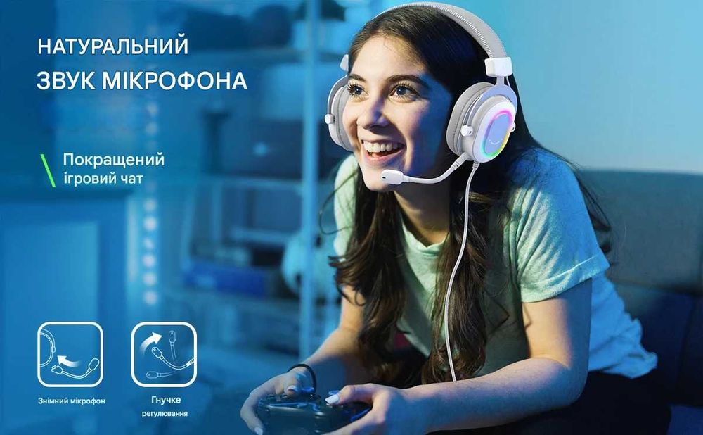 Гарнітура FIFINE H6W 7.1 RGB підсвітка,2м кабель,пульт,EQ-ПК/PS4/PS5