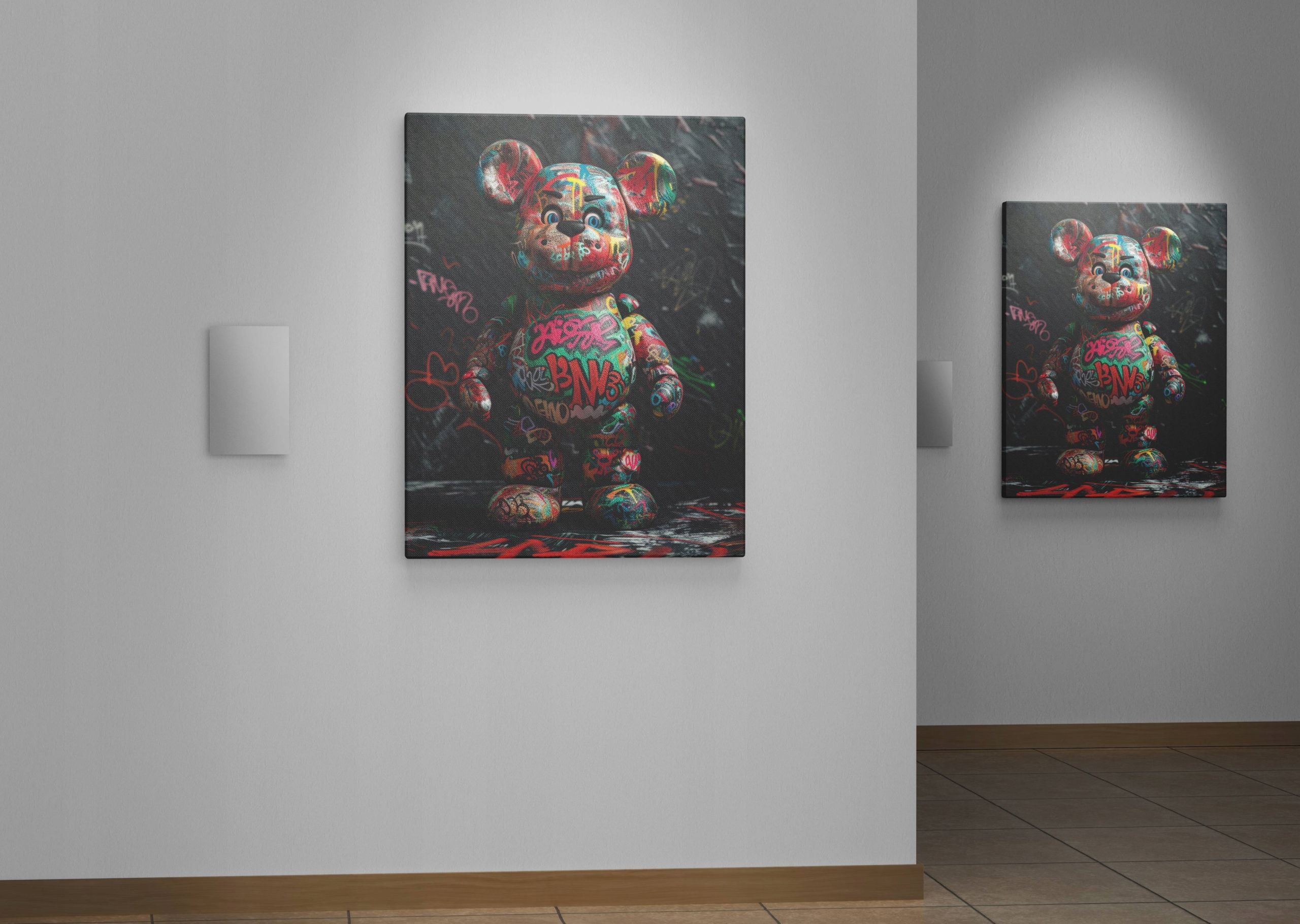 Obraz na płótnie "Grafitti Miś" 60x80 cm - nowoczesny design do wnętrz