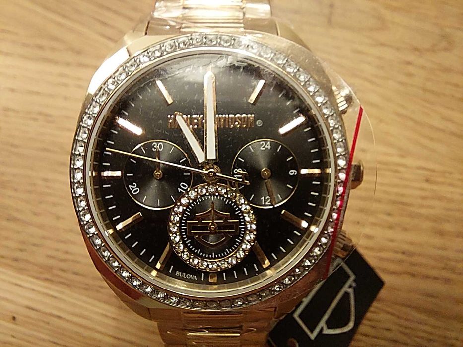 Harley Davidson Bulova Piękny Zegarek Damski Złoty Kolekcja Rocznicowy