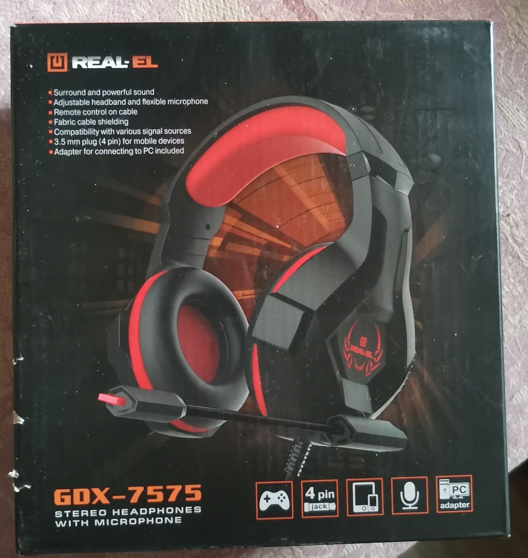 Навушники з мікрофоном REAL-EL GDX-7575MV Gaming, Jack 4Pin+адаптер 1
