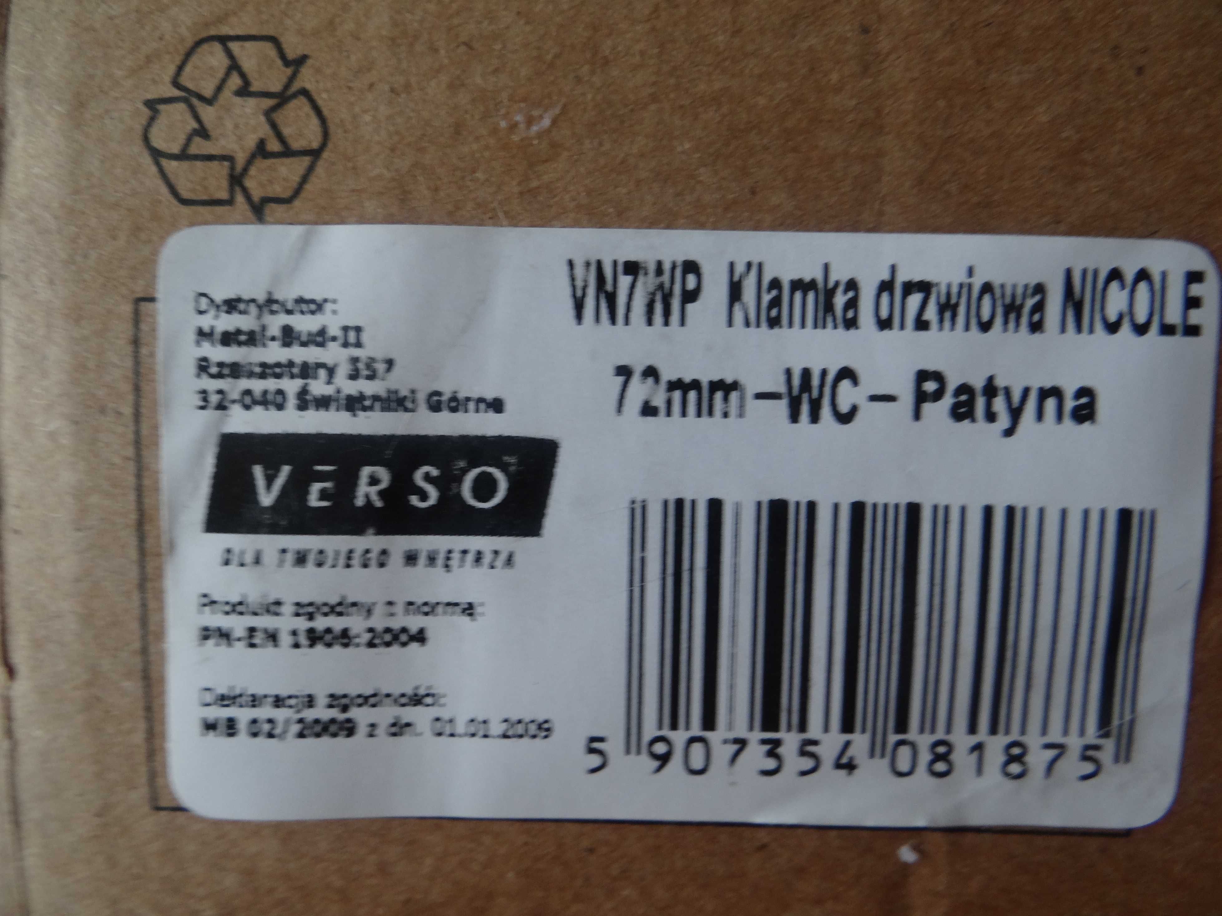 Klamki łazienkowe NICOL patyna (lewe)