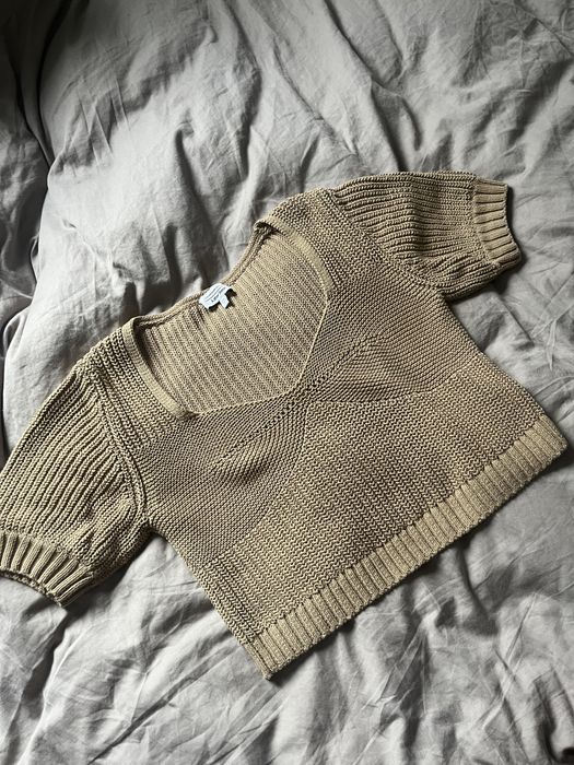 & other stories sweter krótki crop top bawełna l bufiaste rekawy