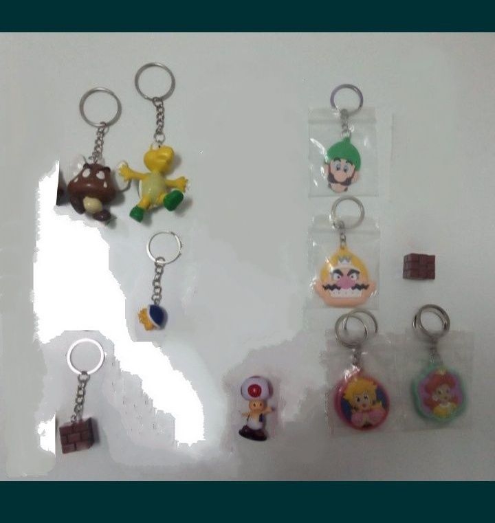 Porta chave SuperMário, Luigi, princesa tartaruga ninja fluorescente