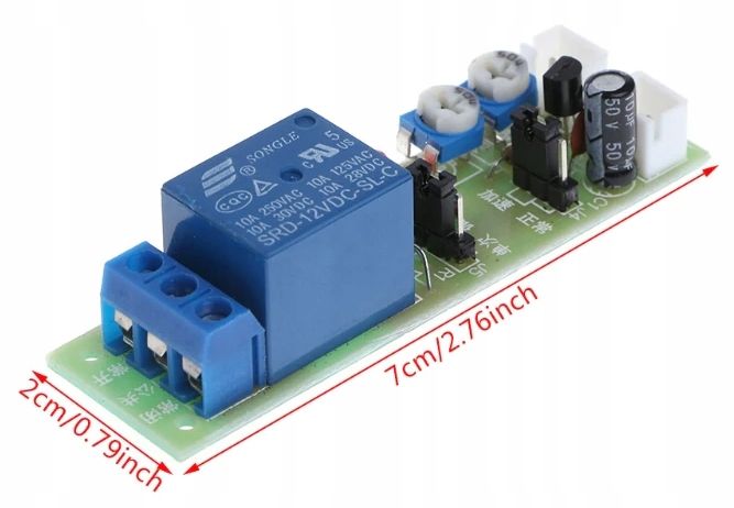 Przekaźnik 12V z układem czasowym 1s-100s 1s-15minut