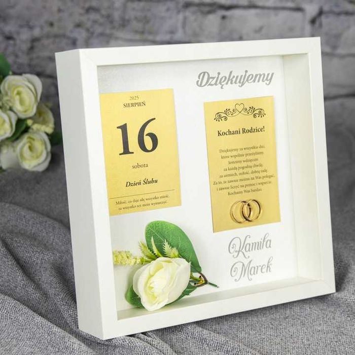 Podziękowania DLA RODZICÓW Mamy Taty Ślub Wesele w Ramce Obraz Plakat