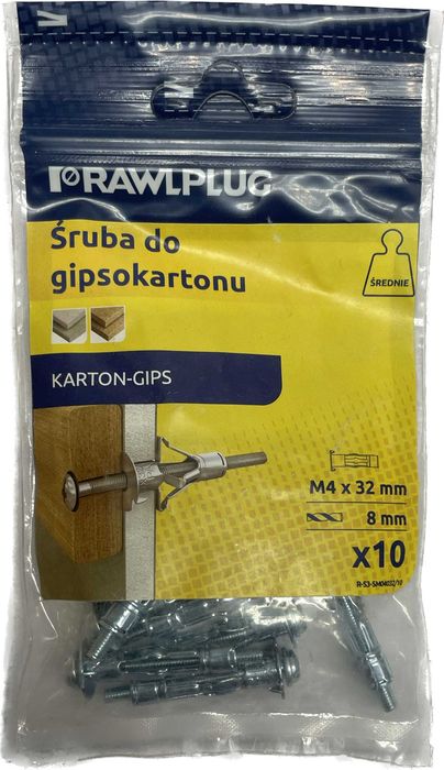 Śruba do Gipsokartonu RAWLPLUG M4 32mm 10 sztuk - Wytrzymałe mocowanie