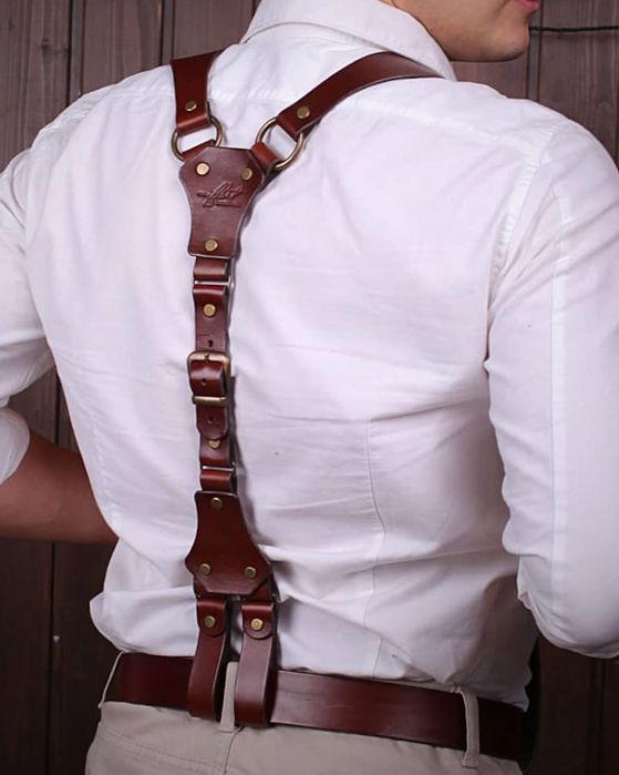 Мужская портупея. Кожаные подтяжки ручной работы. Днепр