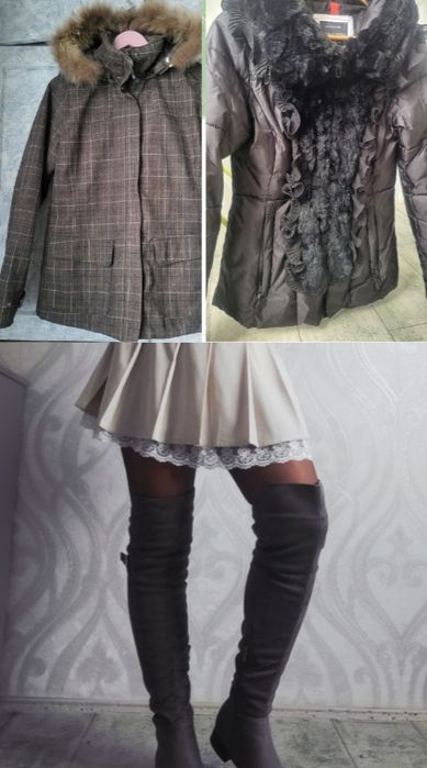 Замшеві ботфорти 39 зимова жіноча куртка М