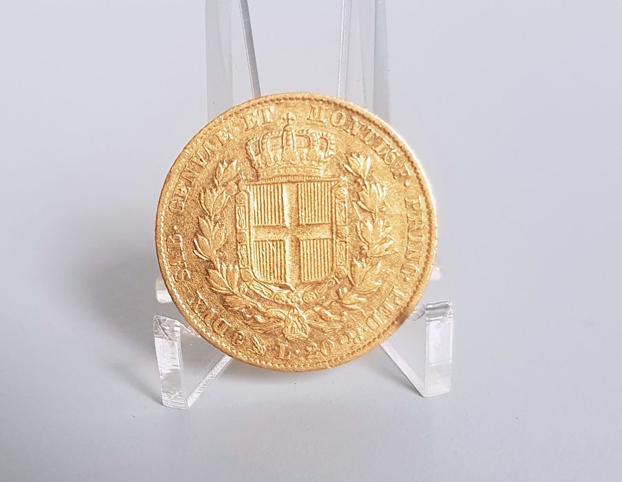 ZŁOTA MONETA 20 lirów Królestwo Sardynii 1834r Albert
