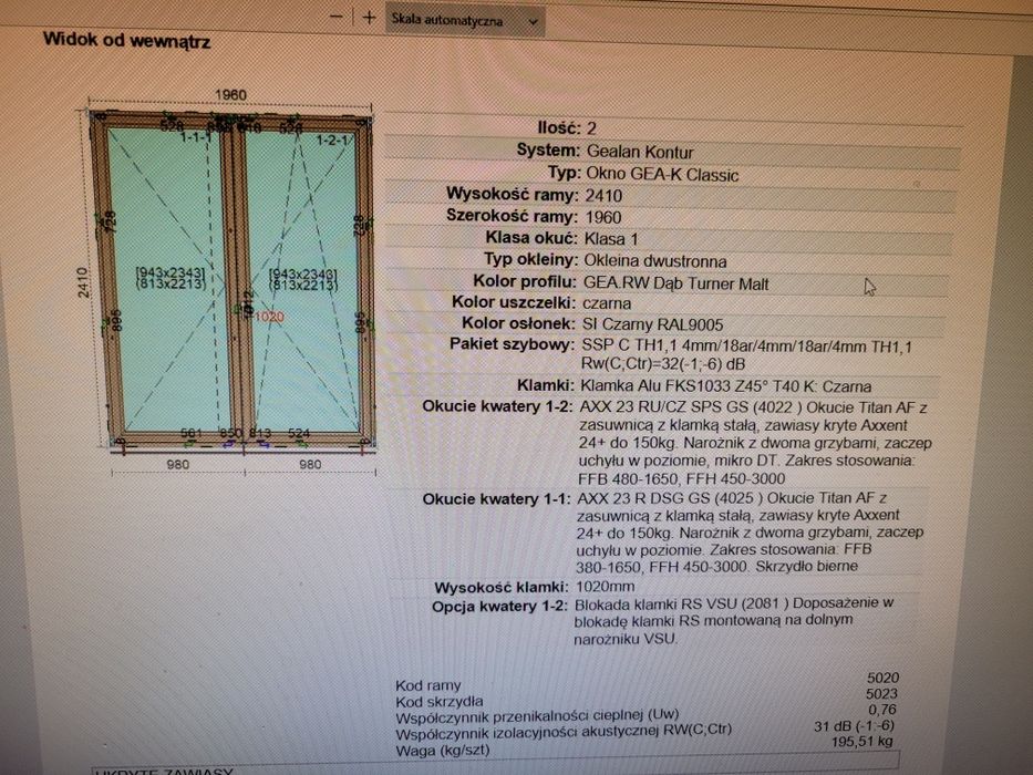 Okno balkonowe ruchomy słupek