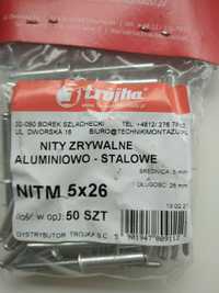 Nity zrywalne aluminiowo-stalowe 5x26 50szt