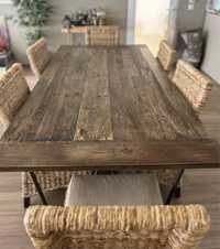 Mesa de jantar madeira maciça e ferro